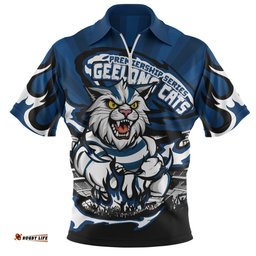 Geelong Cats Premiership Series Flame Edition Zip Polo Shirt