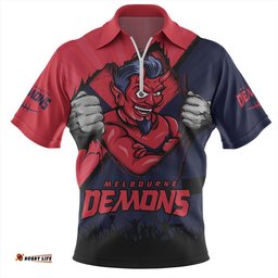 Melbourne Breaking Through Fan Design Zip Polo Shirt