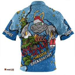 New South Wales Cockroaches Christmas Custom Let's Get Lit Chrisse Pressie Zip Polo Shirt