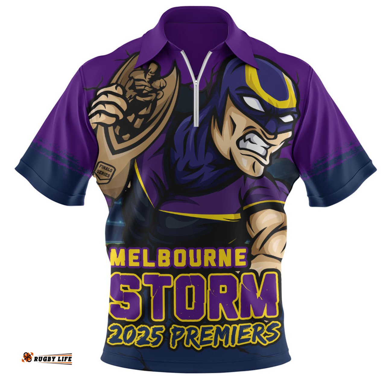Melbourne Storm Unleash Power In The Ultimate Battle Zip Polo Shirt