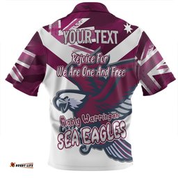 Manly Warringah Sea Eagles Happy Australia Day We Are One And Free V2 Zip Polo Shirt