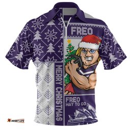 Fremantle Merry Christmas Knit Style Festive Spirit Zip Polo Shirt