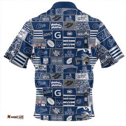Geelong Cats Legacy Of The Pride Comic Style Zip Polo Shirt