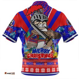 Newcastle Knights Christmas Custom Newcastle Knights Santa Aussie Big Things Zip Polo Shirt