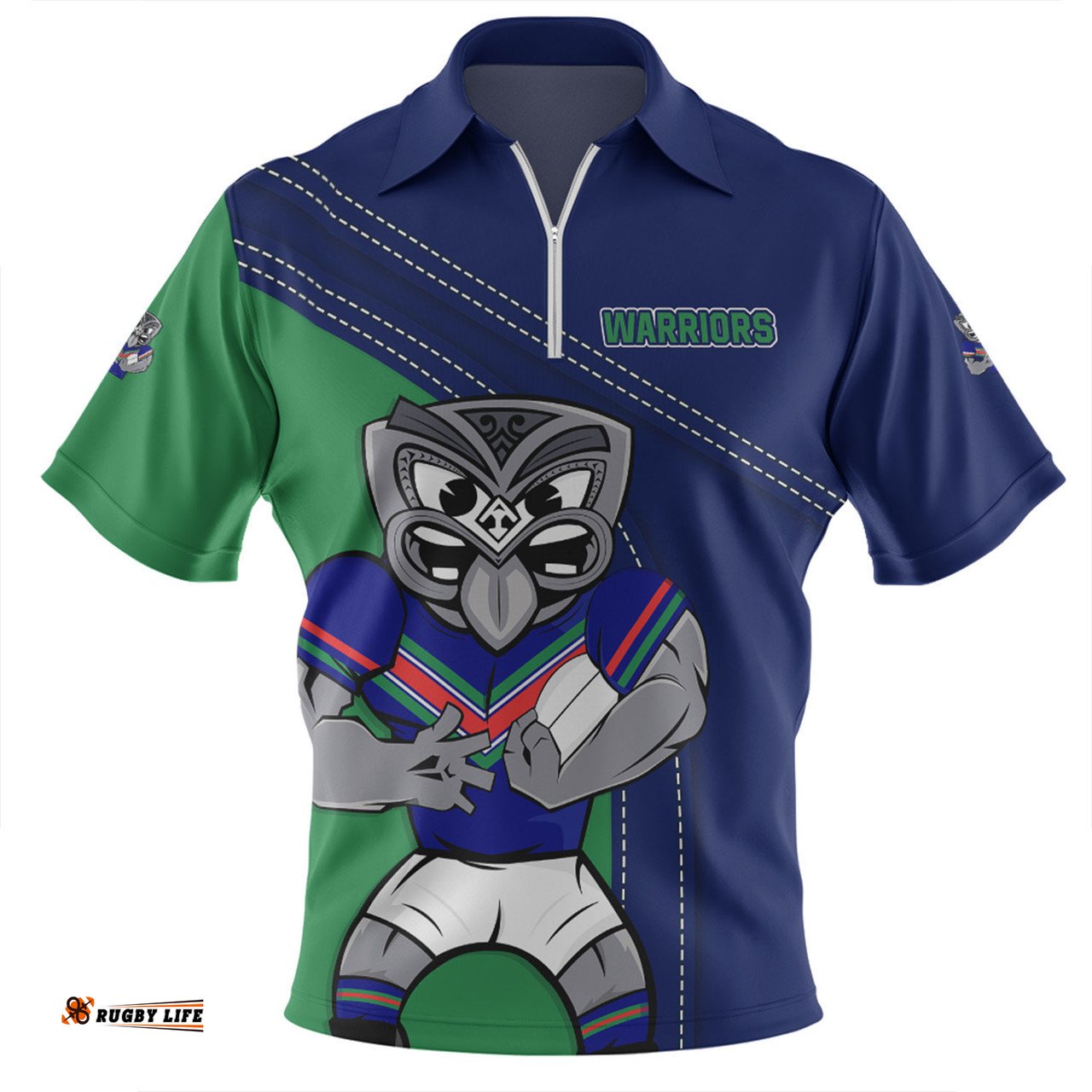 New Zealand Warriors Custom Team Of Us Die Hard Fan Supporters Zip Polo Shirt