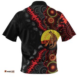 Indigenous Australian Aboriginal Didgeridoo Sunset Dreaming Zip Polo Shirt