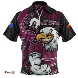 Manly Warringah Sea Eagles NAIDOC Indigenous Warrior Spirit Zip Polo Shirt