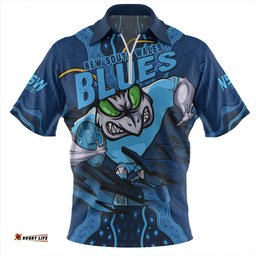 New South Wales Blues Blue Venom NSW Strikeforce Zip Polo Shirt