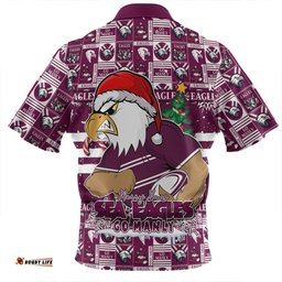 Manly Warringah Sea Eagles Merry Ugly Christmas Comic Style Zip Polo Shirt