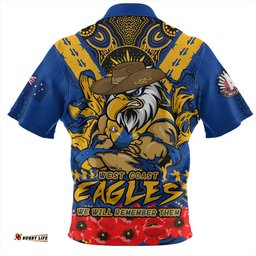 West Coast Eagles Ripped Legacy Of The Game The ANZAC Spirit Lives On Zip Polo Shirt