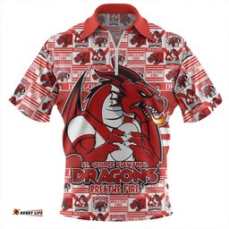 St. George Illawarra Dragons Champions Pride Comic Style Zip Polo Shirt