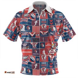 Sydney Roosters Team Of Us Die Hard Fan Supporters Comic Style Zip Polo Shirt