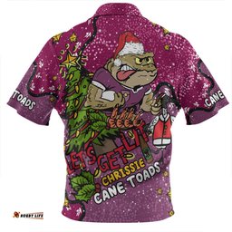 Queensland Cane Toads Christmas Custom Let's Get Lit Chrisse Pressie Zip Polo Shirt