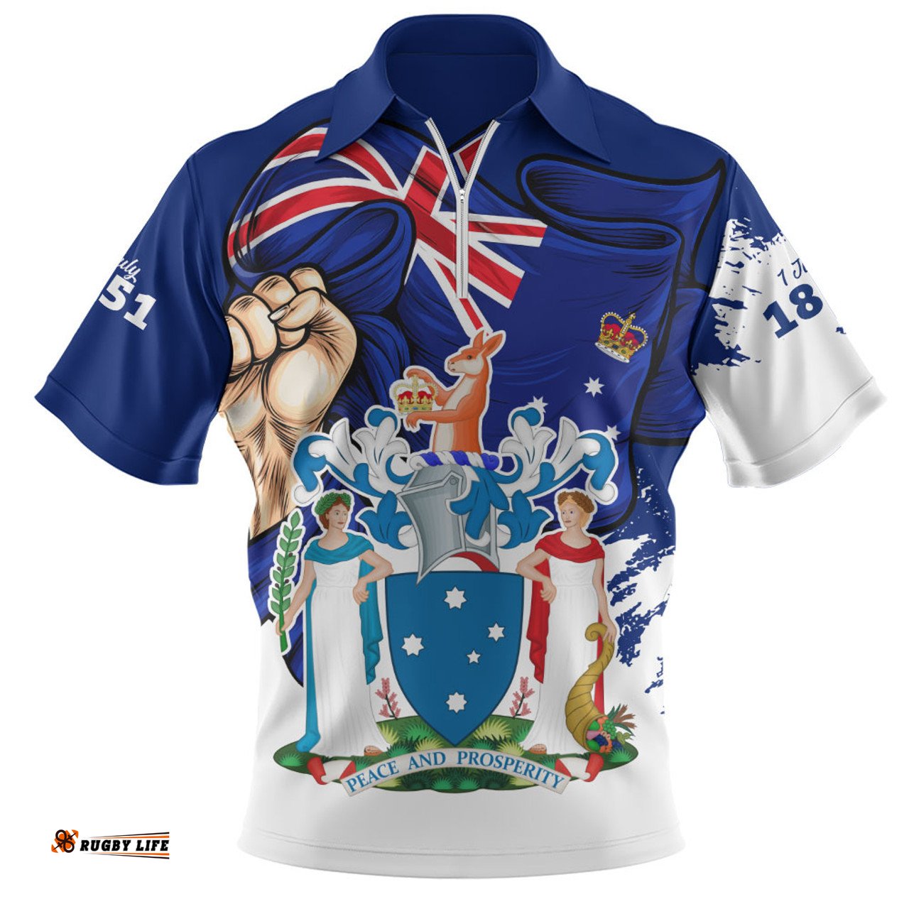 Victoria Power Pride And Heritage Crest Zip Polo Shirt