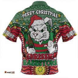 South Sydney Rabbitohs Custom Christmas Knit Patterns Vintage Jersey Ugly Zip Polo Shirt