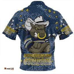 North Queensland Cowboys Custom Team With Dot And Star Patterns For Tough Fan Zip Polo Shirt