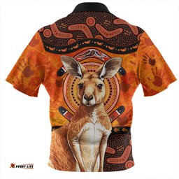 Indigenous Australian Aboriginal Kangaroo Spirit Dreaming Zip Polo Shirt