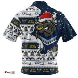 North Queensland Cowboys Merry Ugly Christmas Our Beloved Team Scratch Style Zip Polo Shirt