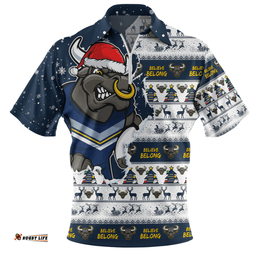 North Queensland Cowboys Merry Ugly Christmas Our Beloved Team Scratch Style Zip Polo Shirt