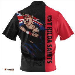 St Kilda Burning Passion Of Power Scratch Style Zip Polo Shirt