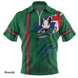 South Sydney Rabbitohs Happy Australia Day Flag Scratch Style Zip Polo Shirt
