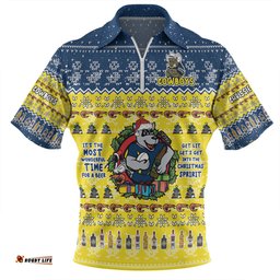 North Queensland Cowboys Christmas Custom Chrissie Spirit Zip Polo Shirt