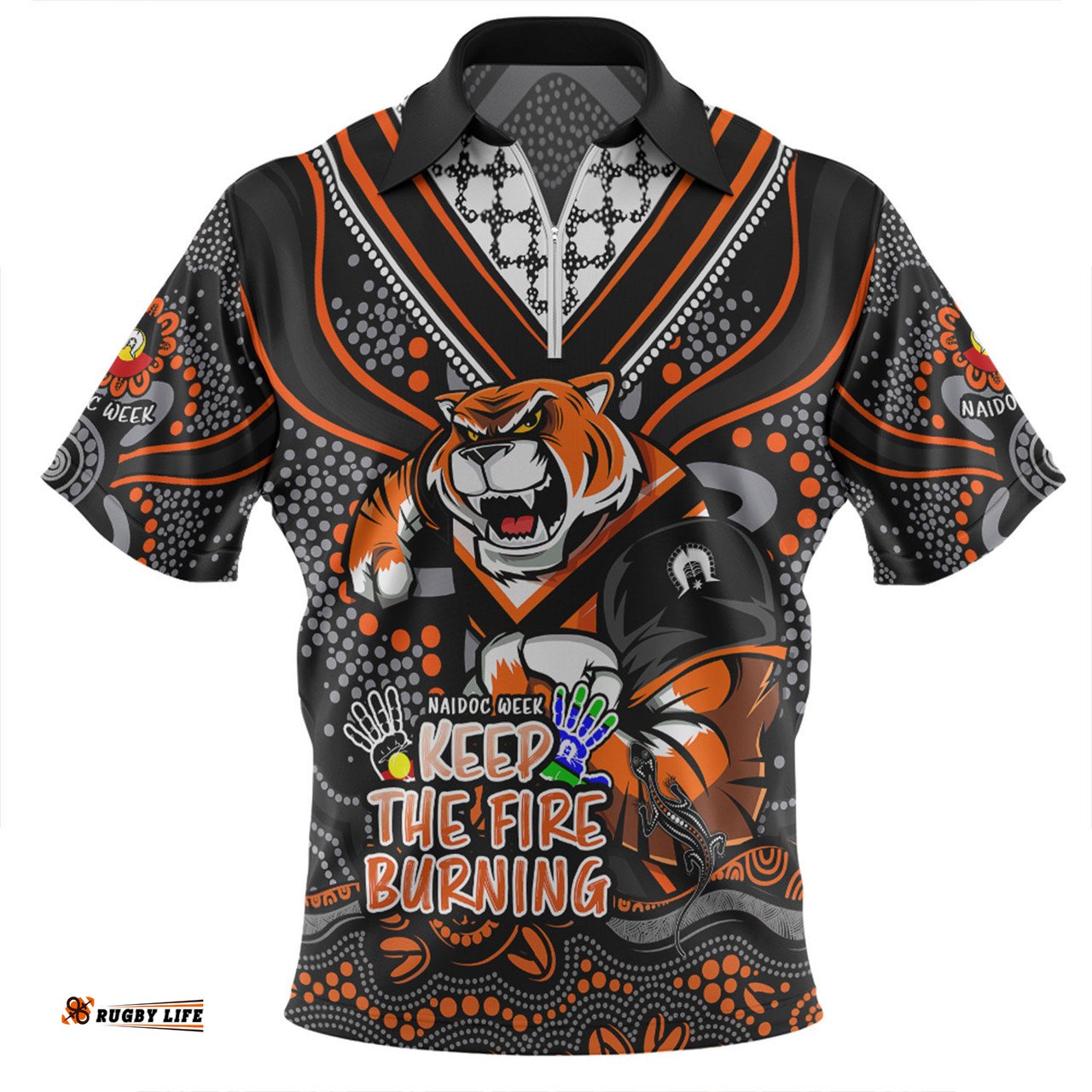Wests Tigers Aboriginal Inspired Naidoc Week Custom For Die Hard Fan Supporters Zip Polo Shirt