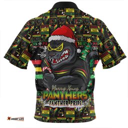 Penrith Panthers Merry Ugly Christmas Comic Style Zip Polo Shirt