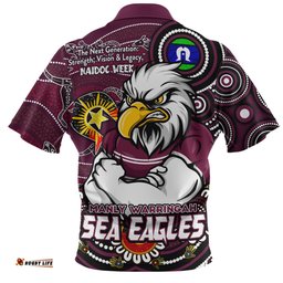 Manly Warringah Sea Eagles Spirit Of NAIDOC Series Zip Polo Shirt