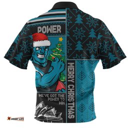 Port Adelaide Merry Christmas Knit Style Festive Spirit Zip Polo Shirt