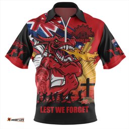 St. George Illawarra Dragons Fearless ANZAC Defender Zip Polo Shirt