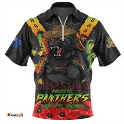 Penrith Panthers Ripped Legacy Of The Game The ANZAC Spirit Lives On Zip Polo Shirt