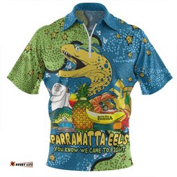 Parramatta Eels Custom Australian Big Things Zip Polo Shirt