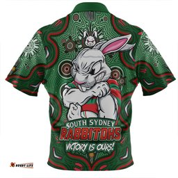 South Sydney Rabbitohs Aboriginal Pattern Inspired Victory Is Ours Zip Polo Shirt