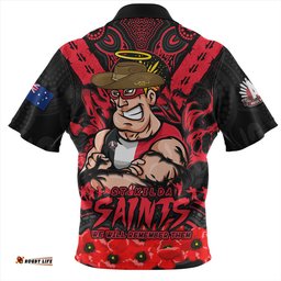 St Kilda Ripped Legacy Of The Game The ANZAC Spirit Lives On Zip Polo Shirt