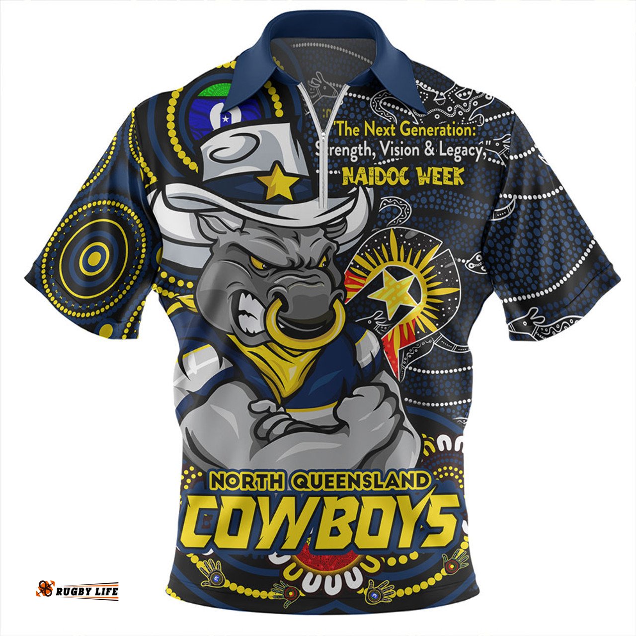 North Queensland Cowboys Spirit Of NAIDOC Series Zip Polo Shirt