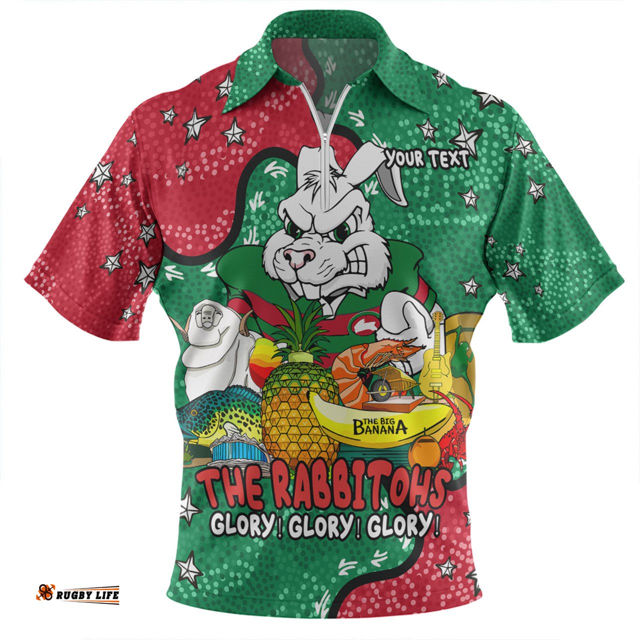 South Sydney Rabbitohs Australian Big Things Zip Polo Shirt