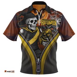Richmond Halloween Night Reaper Zipper Zip Polo Shirt