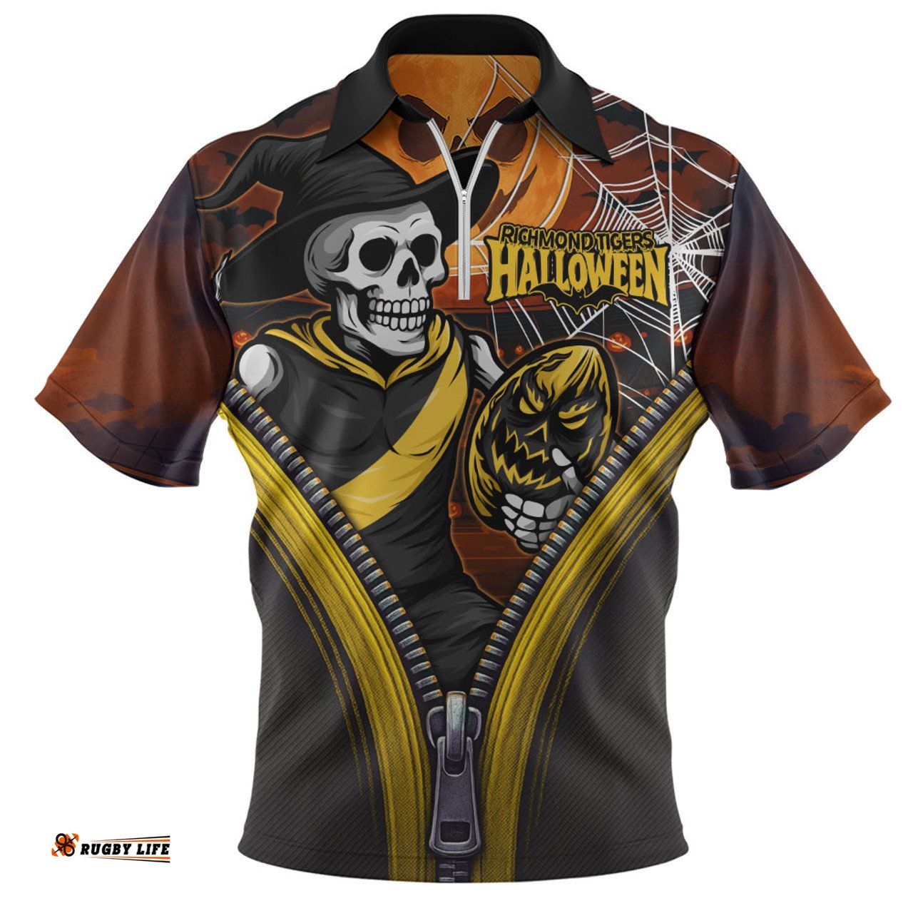 Richmond Halloween Night Reaper Zipper Zip Polo Shirt