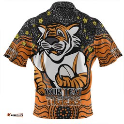 Wests Tigers Custom Custom With Aboriginal Inspired Style Of Dot Painting Patterns Zip Polo Shirt
