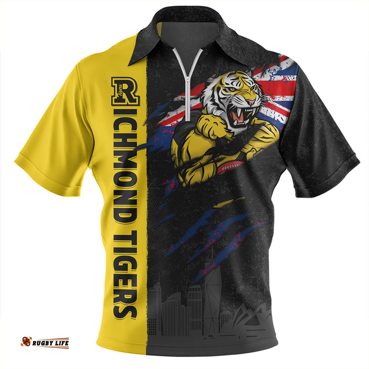 Richmond Burning Passion Of Power Scratch Style Zip Polo Shirt