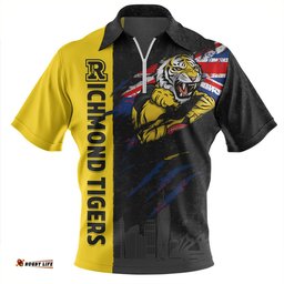 Richmond Burning Passion Of Power Scratch Style Zip Polo Shirt