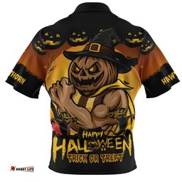 Hawthorn Dark Pumpkin Halloween Spirit Zip Polo Shirt