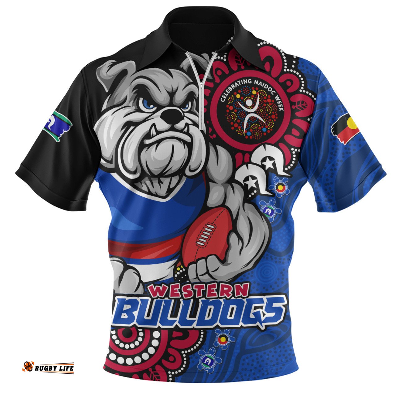 Western Bulldogs Power Through Generations NAIDOC Edition Zip Polo Shirt