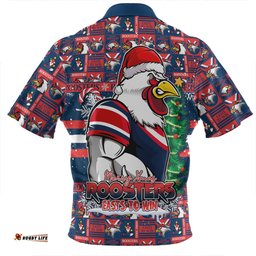 Sydney Roosters Merry Ugly Christmas Comic Style Zip Polo Shirt
