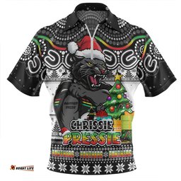 Penrith Panthers Aussie Ugly Christmas For Die Hard Fan Supporters Zip Polo Shirt
