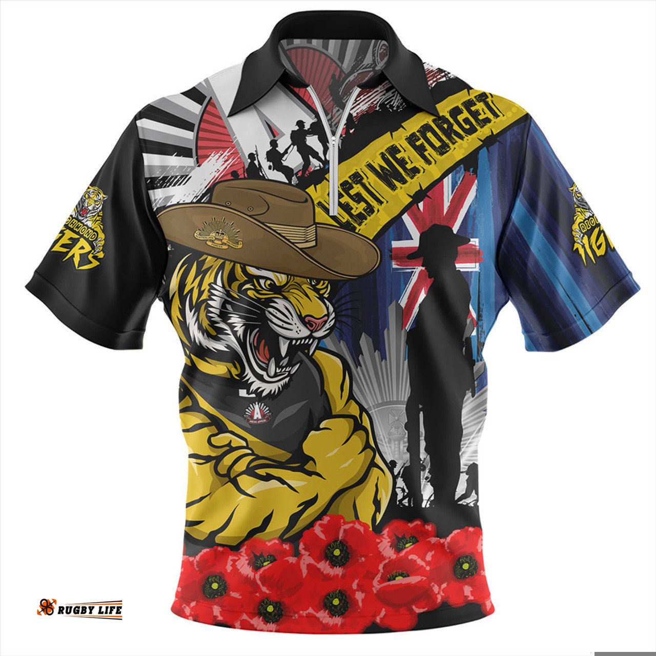 Richmond Anzac Day Honor United In Spirit Zip Polo Shirt