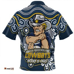 North Queensland Cowboys Aboriginal Inspired Tough Fan Rugby For Life Zip Polo Shirt