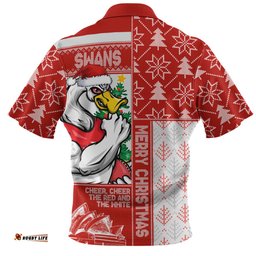 Sydney Swans Merry Christmas Knit Style Festive Spirit Zip Polo Shirt