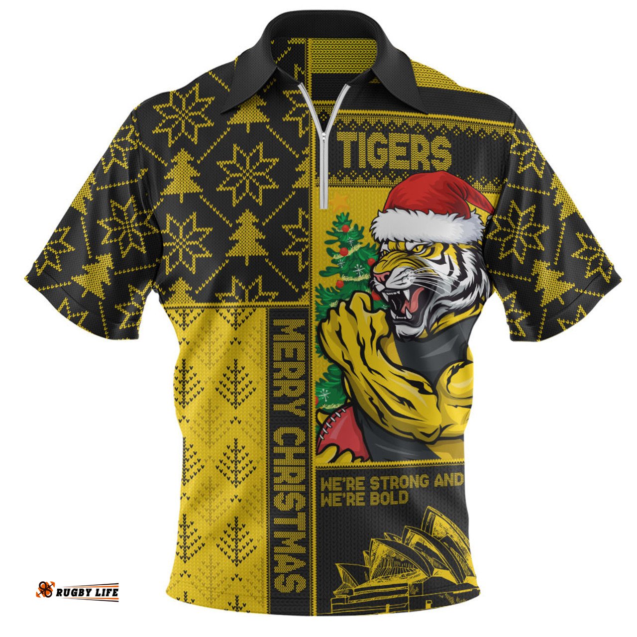 Richmond Merry Christmas Knit Style Festive Spirit Zip Polo Shirt